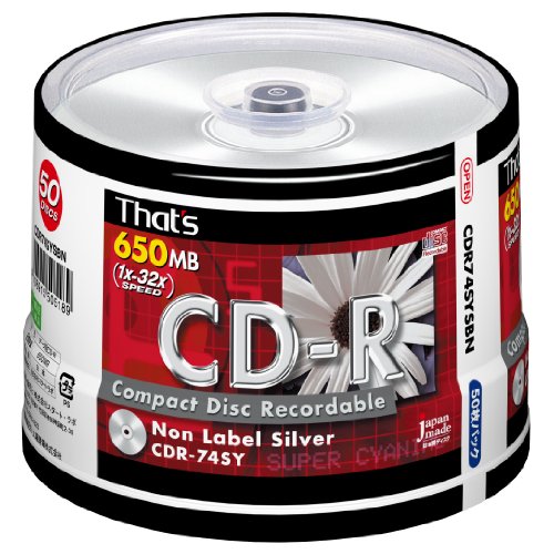 Amazon.co.jp: 太陽誘電製 That's CD-Rデータ用 32倍速650MB 銀色無地